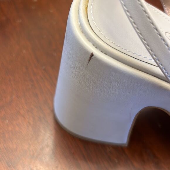 BCBGeneration sand strappy ankle wrap block heel open toed sandals Size 6 NWOT - Picture 9 of 10